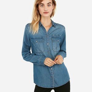 EXPRESS DENIM BOYFRIEND FIT MILITARY SHIRT SIZE L